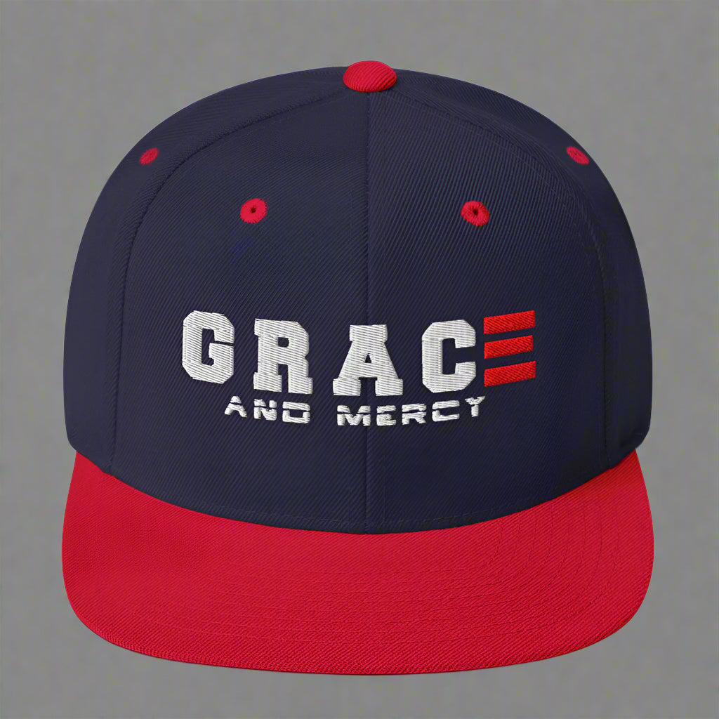 Grace and Mercy classic-snapback-navy-red-front