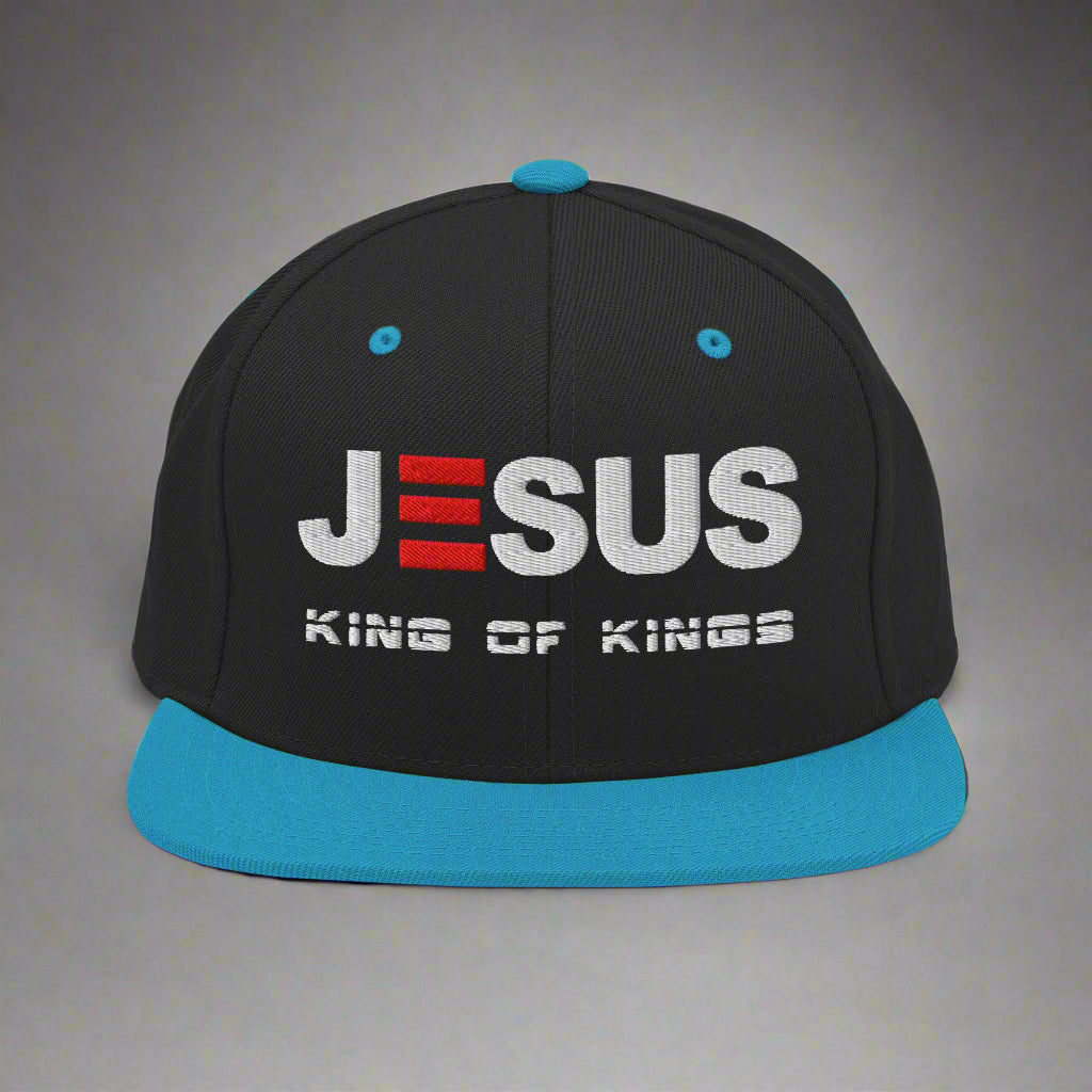 Jesus King of Kings classic-snapback-black-teal-front
