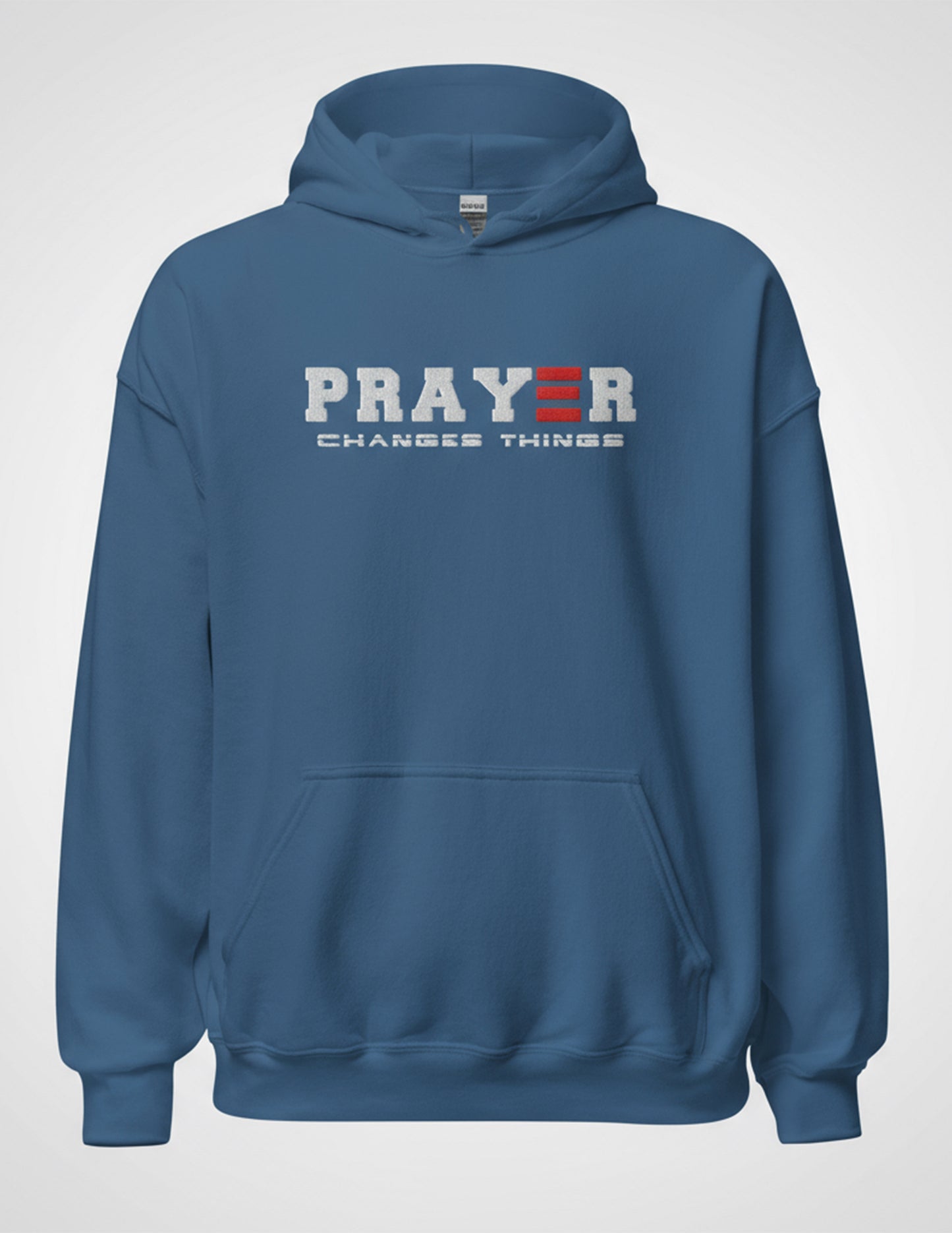 PRAYER CHANGES THINGS HOODIE WHITE EMBROIDERY