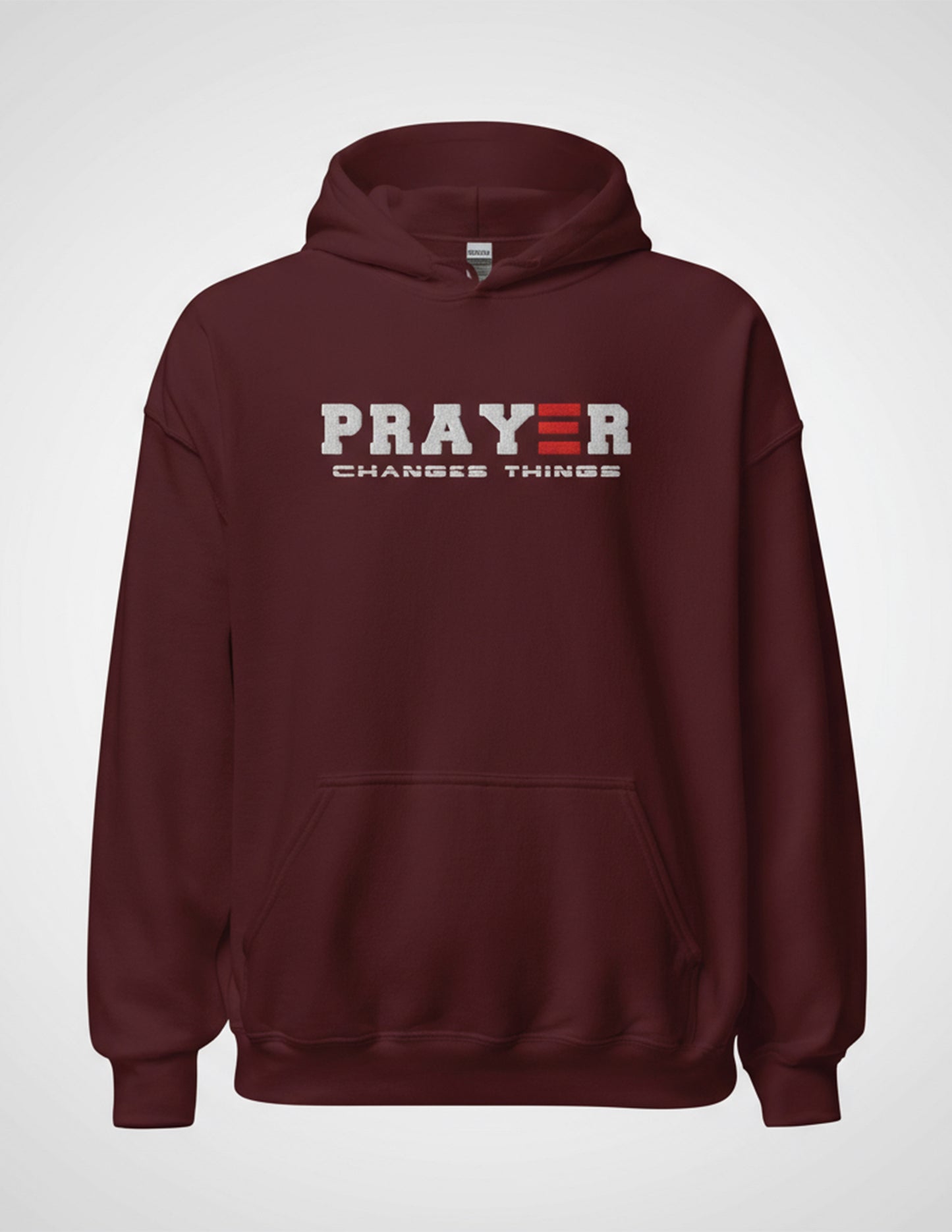 PRAYER CHANGES THINGS HOODIE WHITE EMBROIDERY
