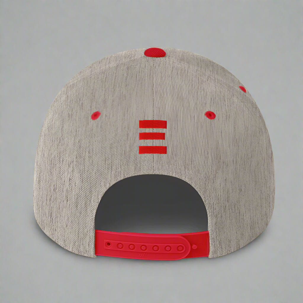 blessed and highly favored classic-snapback-heather-grey-red-back