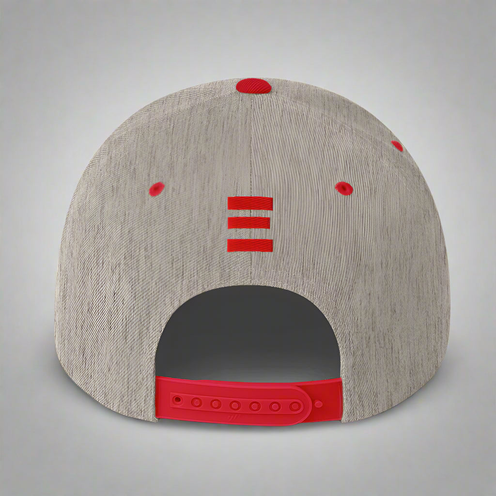 grace and mercy classic-snapback-heather-grey-red-back
