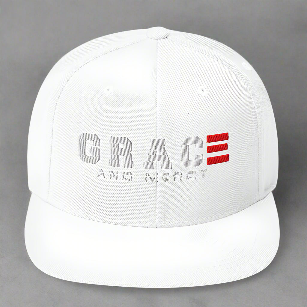 grace and mercy classic-snapback-white-front