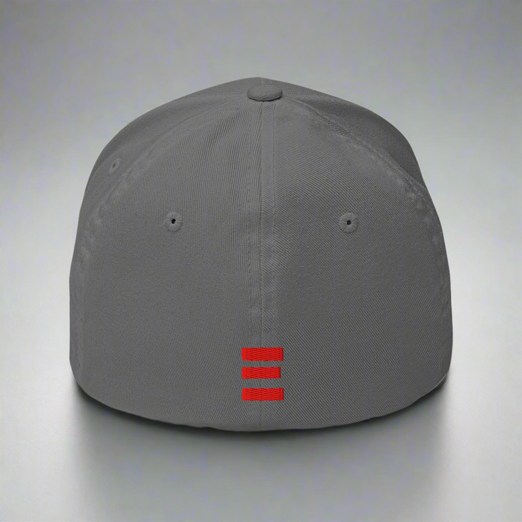 Gray cap with red equal sign logo on a gray background