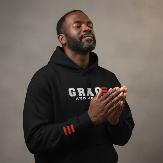 grace and mercy unisex-heavy-blend-hoodie-black-front