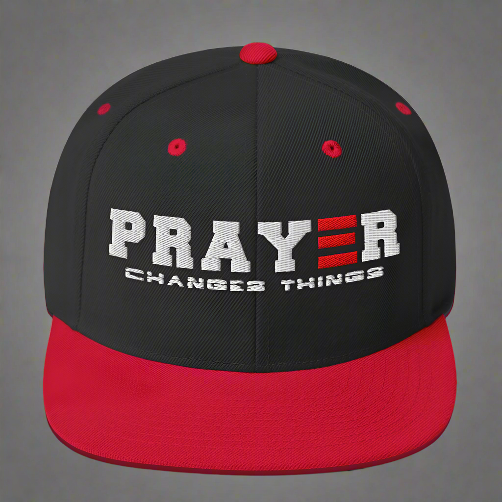 prayer changes things classic-snapback-black-red-back