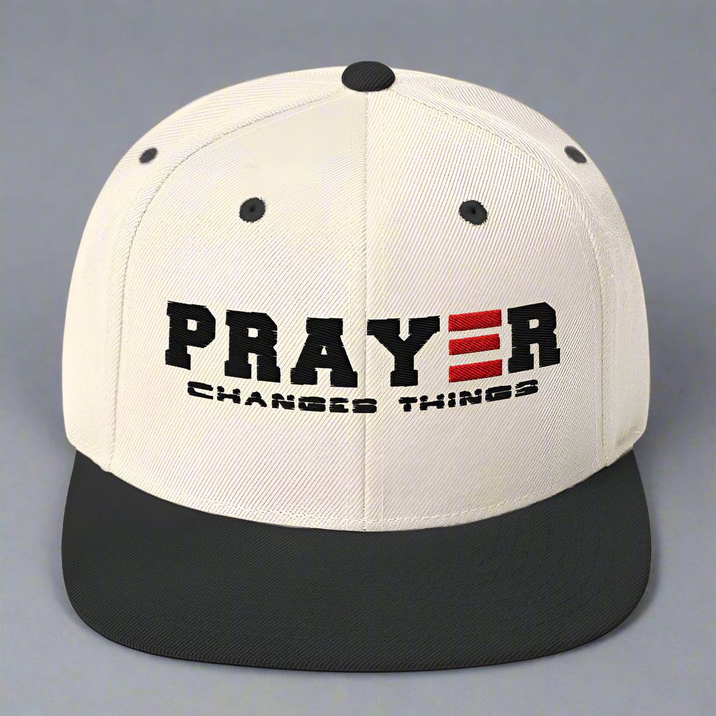 prayer changes things classic-snapback-natural-black-front