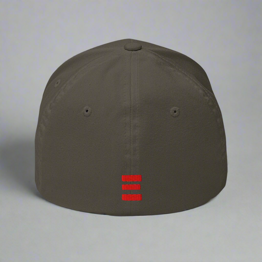 Dark gray cap with red equal sign symbol on a light gray background