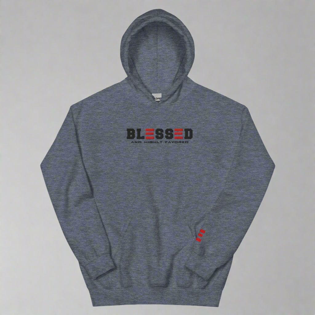 blessed and highly favored heather sport hoodie