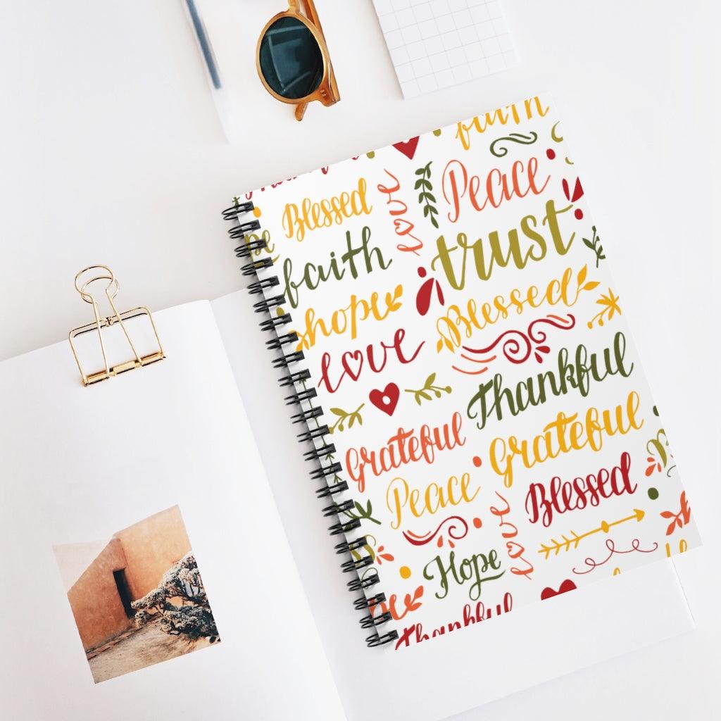 Grateful and thankful Spiral Spiritual Notebook - Ruled Line - EnoughSaid