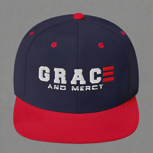 Grace and Mercy classic-snapback-navy-red-front