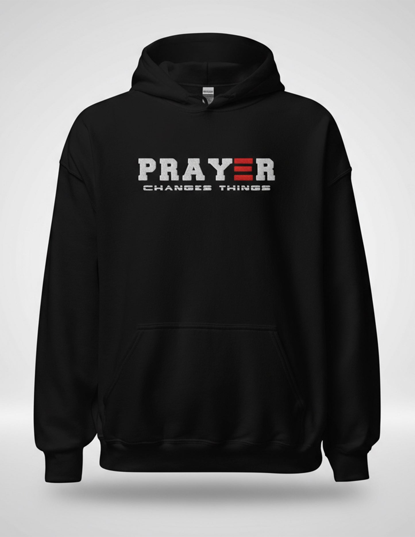 PRAYER CHANGES THINGS HOODIE WHITE EMBROIDERY