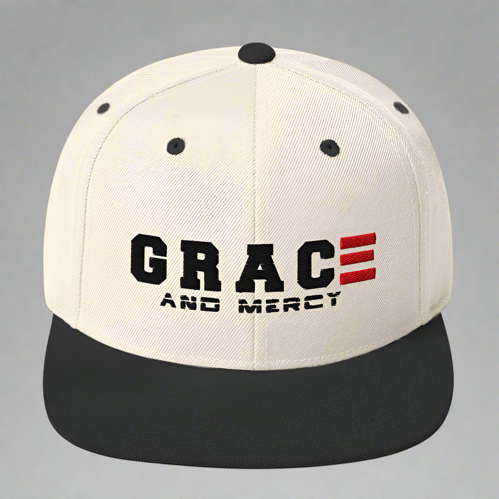 grace and mercy classic-snapback-natural-black-front