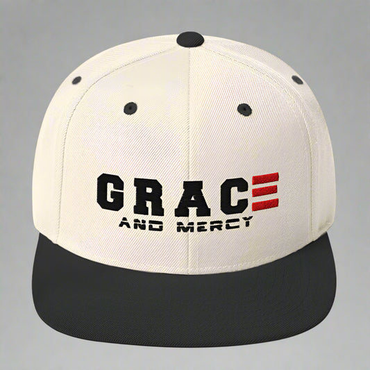 grace and mercy classic-snapback-natural-black-front