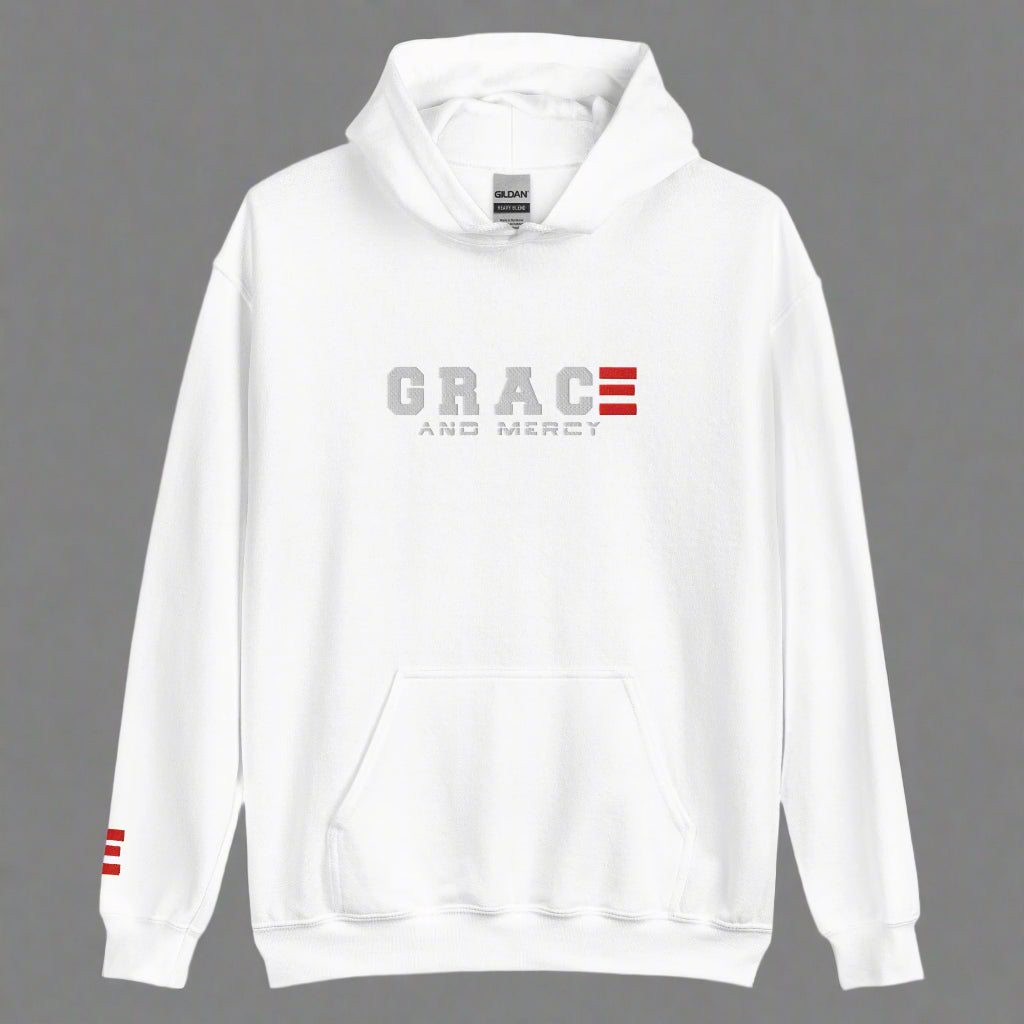 grace and mercy unisex-heavy-blend-hoodie-white-front
