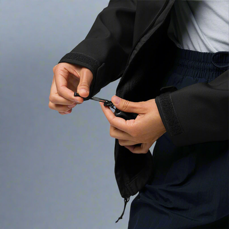 Product mockup man holding zipper