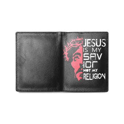 Jesus Savior Not Religion Men's Leather Wallet - EnoughSaid