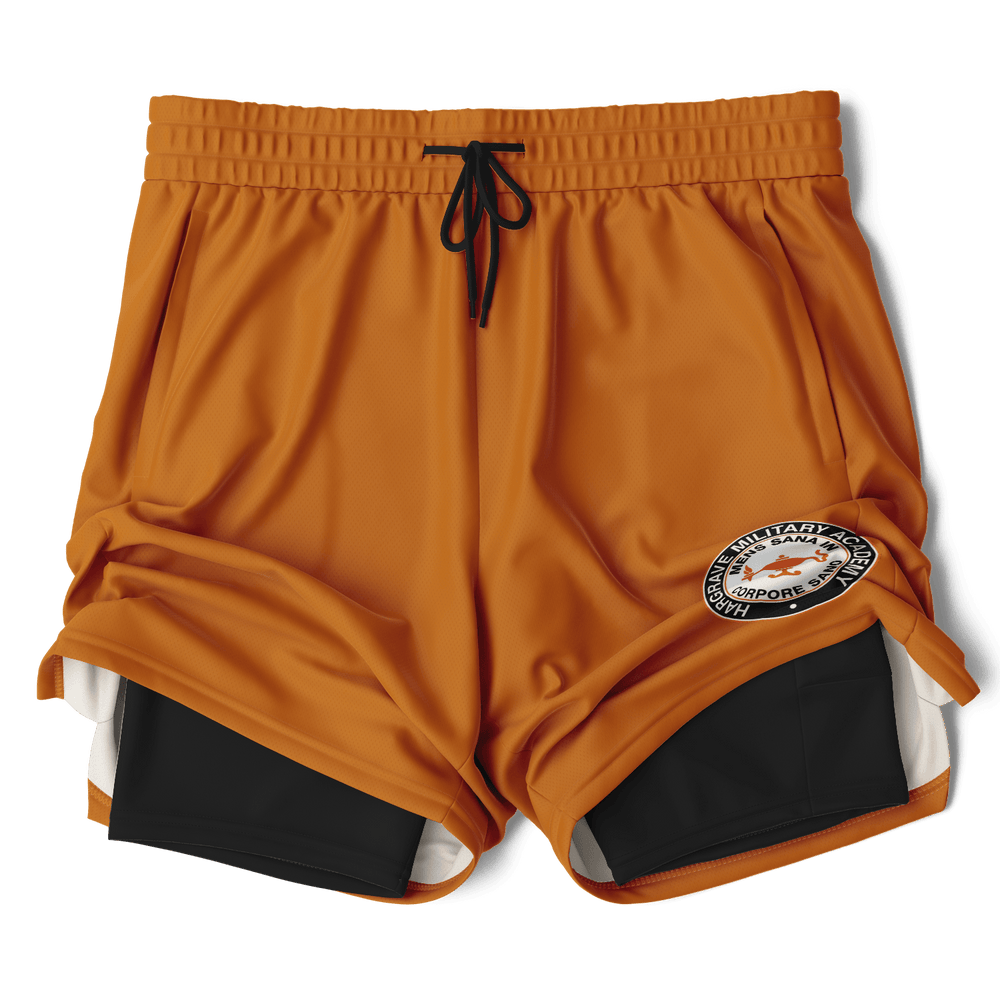 HMA Men's 2-in-1 Orange and Black Shorts - EnoughSaid