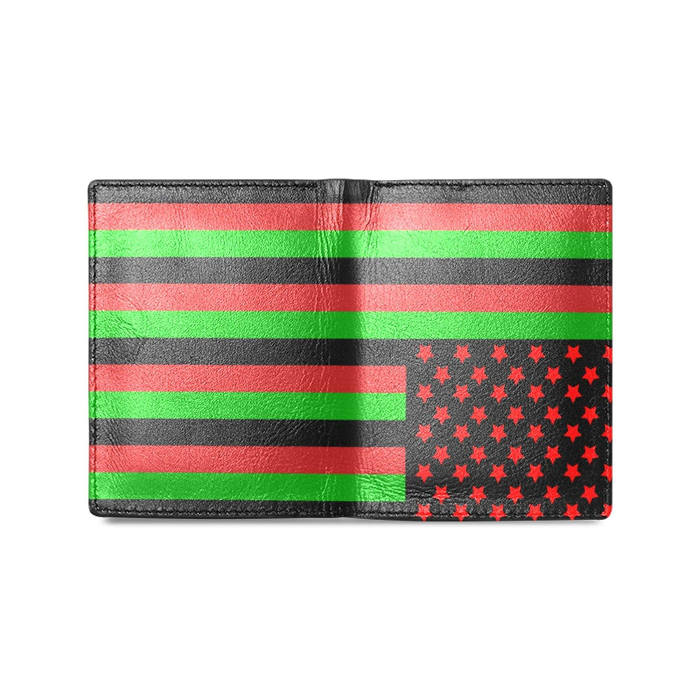 Juneteenth American Flag Men's Leather Wallet - EnoughSaid