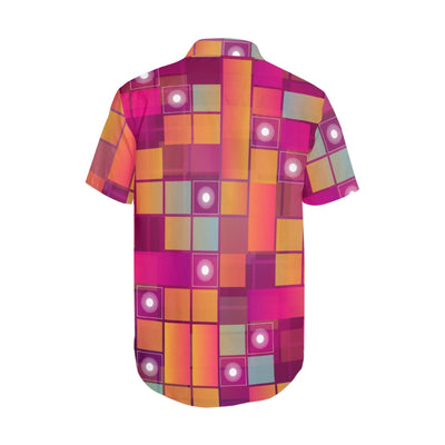 Square Circle Abstract Shirt Men's Short Sleeve Shirt with Lapel Collar (Model T54) - EnoughSaid