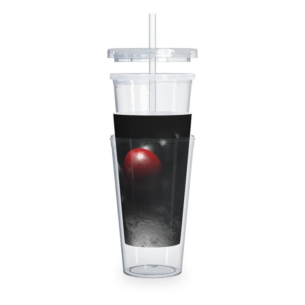 Red Black Balls Plastic Tumbler with Straw - EnoughSaid