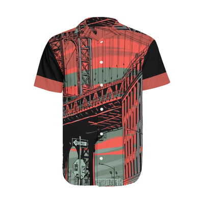Brooklyn Bridge Shirt Men's Short Sleeve Shirt with Lapel Collar (Model T54) - EnoughSaid