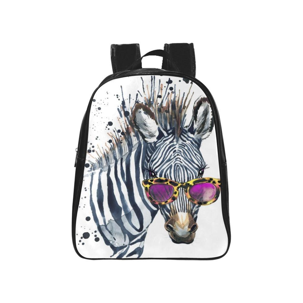 Watercolor Zebra School Backpack(Medium) - EnoughSaid