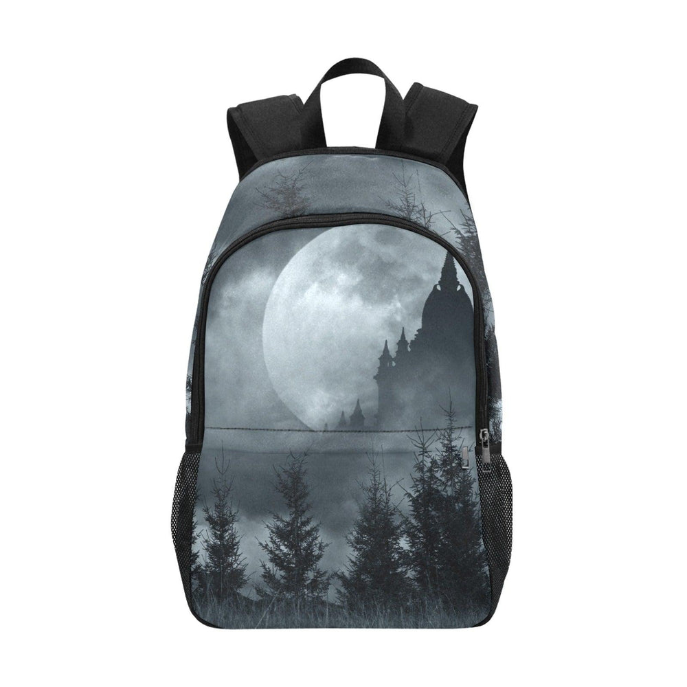 Magic Castle Over Full Moon Fabric Backpack with Side Mesh Pockets - EnoughSaid