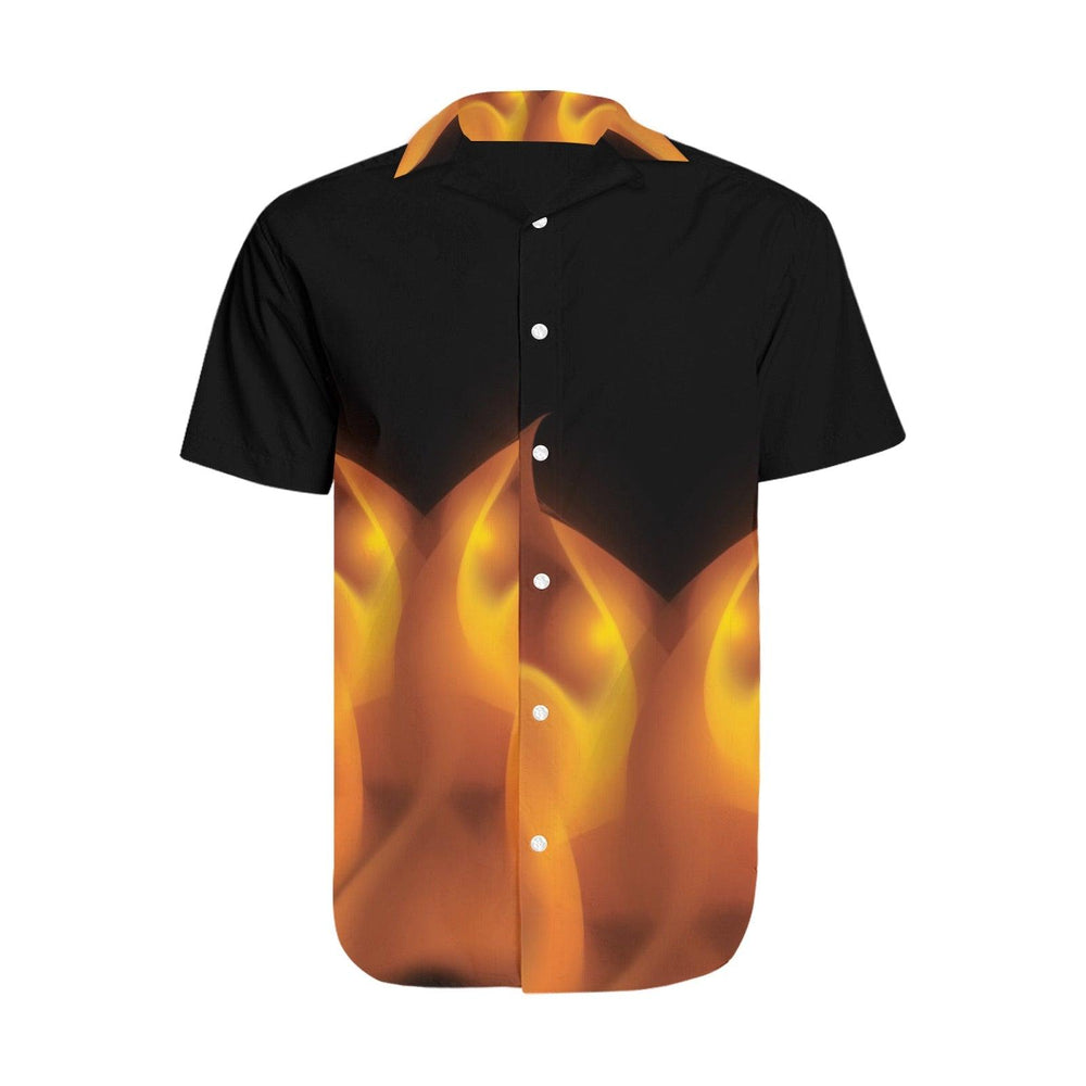 Flaming Shirt Men's Short Sleeve Shirt with Lapel Collar (Model T54) - EnoughSaid