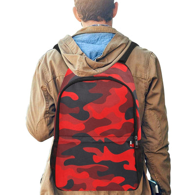 Red Camouflage Fabric Backpack with Side Mesh Pockets - EnoughSaid