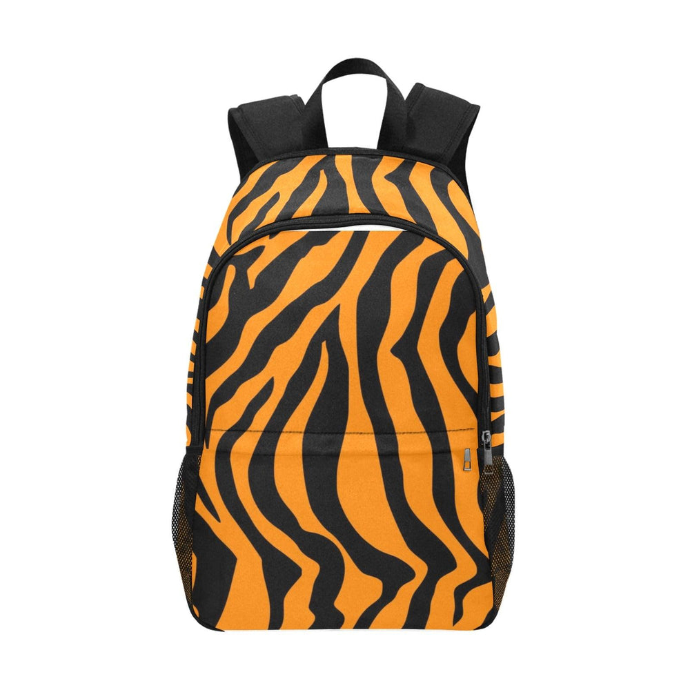 Tiger Stripes Fabric Backpack with Side Mesh Pockets - EnoughSaid