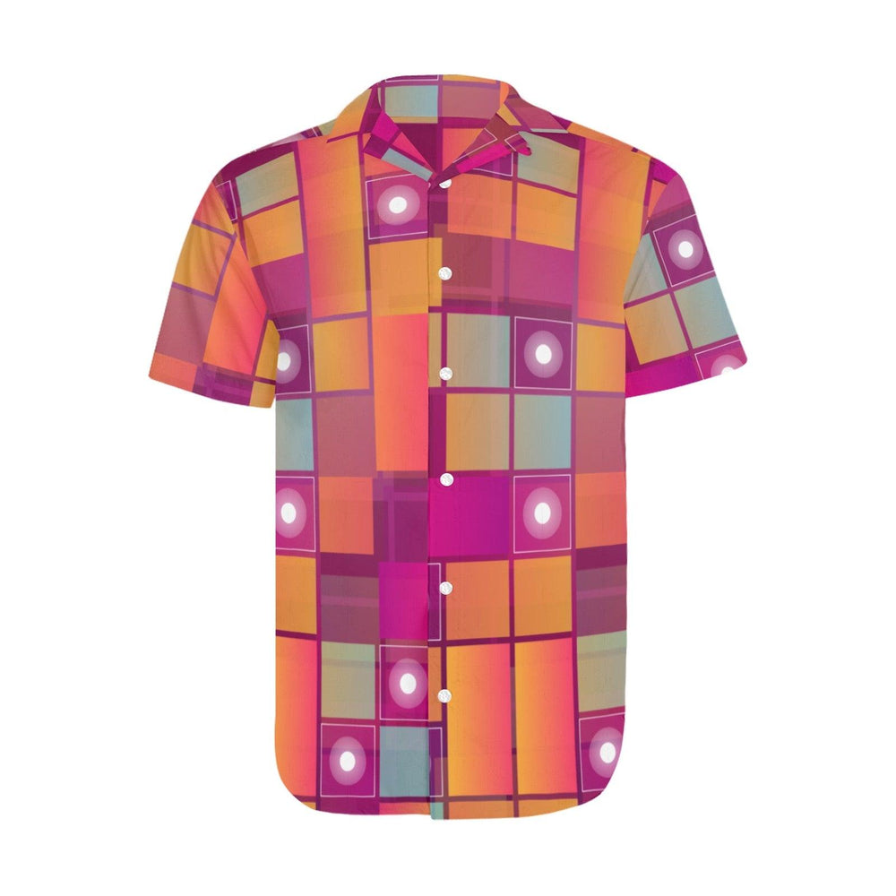 Square Circle Abstract Shirt Men's Short Sleeve Shirt with Lapel Collar (Model T54) - EnoughSaid