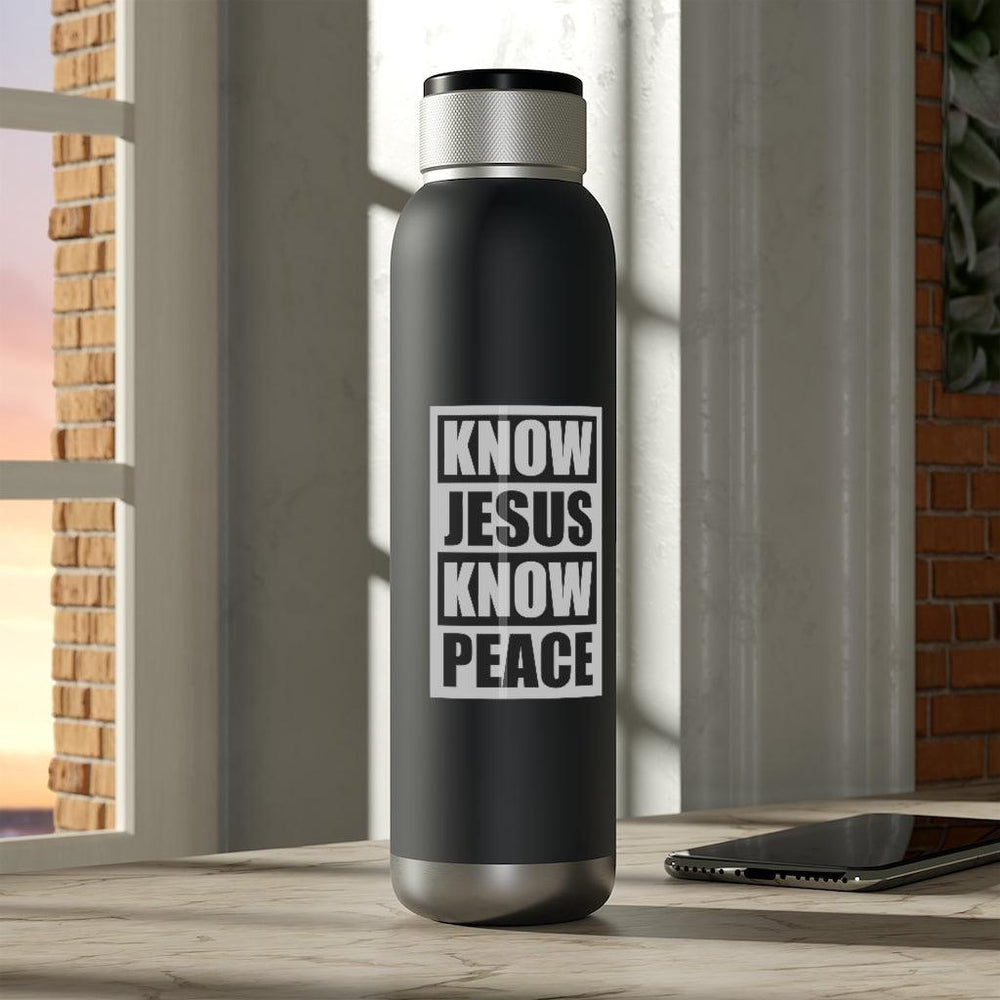 Know Jesus Know Peace Soundwave Copper Vacuum Audio Bottle 22oz - EnoughSaid