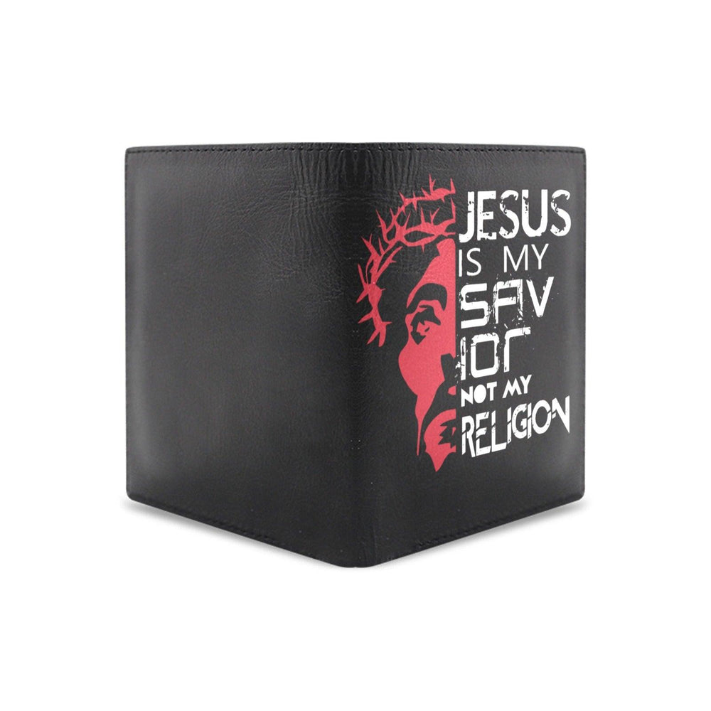Jesus Savior Not Religion Men's Leather Wallet - EnoughSaid
