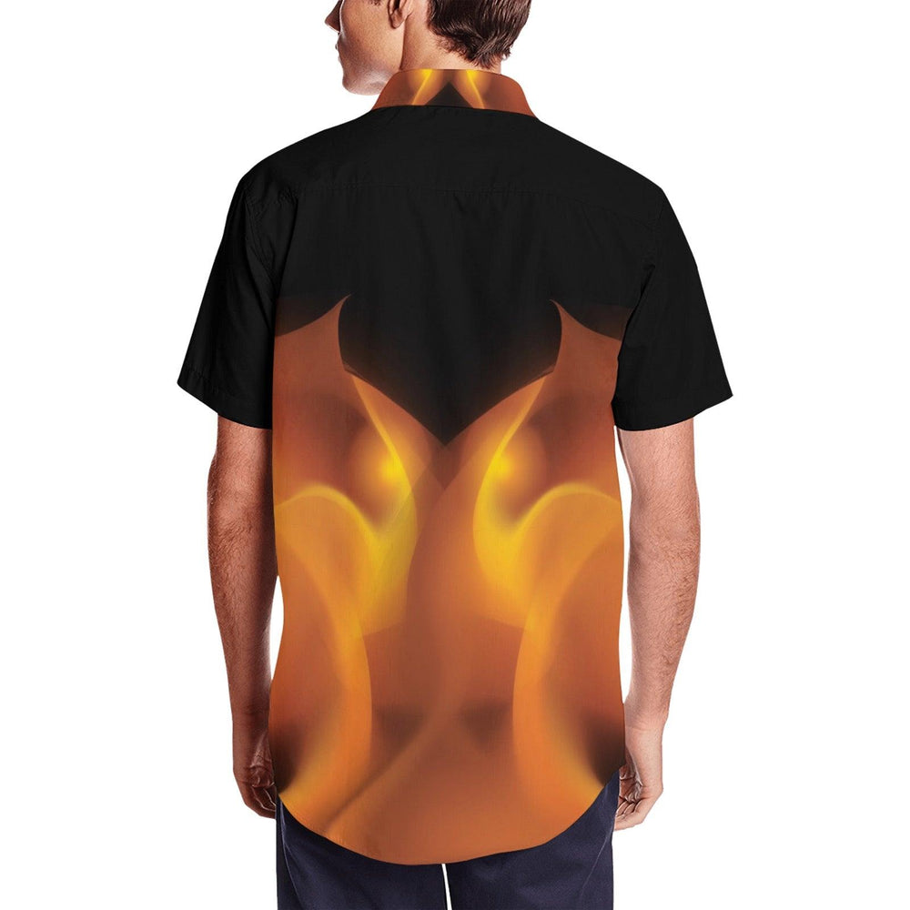 Flaming Shirt Men's Short Sleeve Shirt with Lapel Collar (Model T54) - EnoughSaid