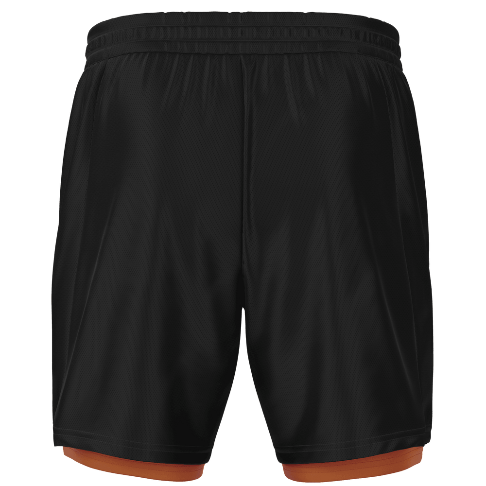 HMA Men's 2-in-1 Black and Orange Shorts - EnoughSaid