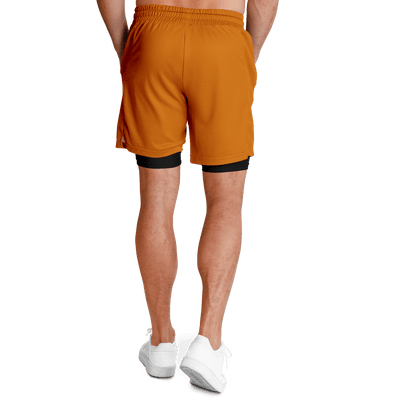 HMA Men's 2-in-1 Orange and Black Shorts - EnoughSaid