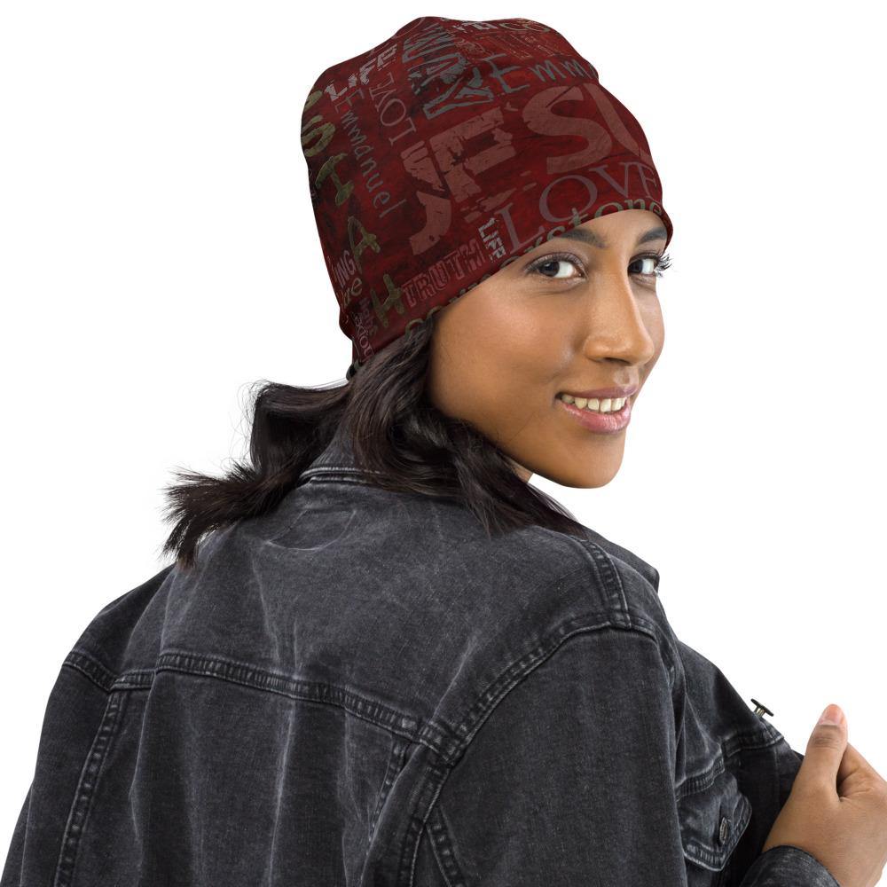 Jesus Inspirational All-Over Print Beanie - side view