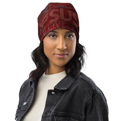 Jesus Inspirational All-Over Print Beanie - front view